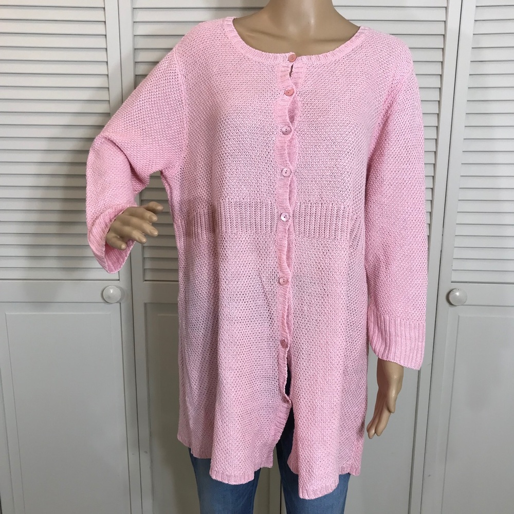 Eileen Fisher Pink Hemp Cardigan Sweater 1X